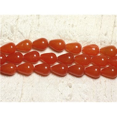 1 Fil 39cm Perles de Pierre - Jade Gouttes 14x10mm Orange 