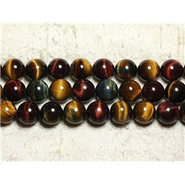 Thread 39cm 28pc approx - Stone Beads - Tiger Eye Taurus Falcon Balls 14mm - 8741140027084 