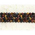 Fil 39cm 62pc env - Perles de Pierre - Oeil de Tigre Taureau Faucon Boules Facettées 6mm 