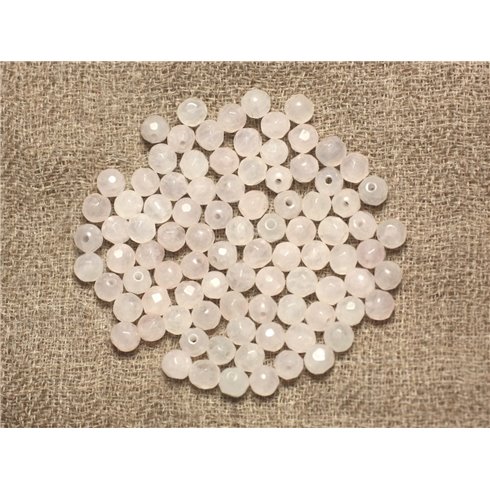 Fil 39cm93pc env - Perles de Pierre - Quartz Rose Boules Facettées 4mm 