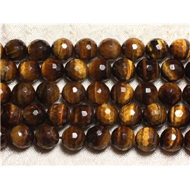 Thread 39cm 37pc approx - Stone Beads - Tiger Eye Faceted Balls 10mm 