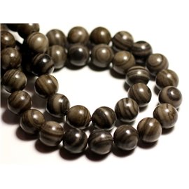 Thread 39cm approx 93pc - Stone Beads - Coffee Jasper Balls 4mm 