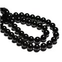 Fil 39cm 47pc env - Perles de Pierre - Tourmaline noire Boules 8mm 