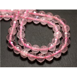 Thread 39cm 46pc approx - Stone Beads - Rose Quartz Faceted Balls 8mm 