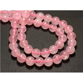 Filo 39 cm 37 pz circa - Perline di pietra - Sfere di quarzo rosa 10 mm 