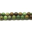 Fil 39cm 45pc env - Perles Pierre - Opale Verte Boules 8mm Vert Marron Kaki