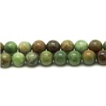 Fil 39cm 46pc env - Perles de Pierre - Opale Verte Boules 8mm 