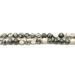 Fil 39cm 63pc env - Perles de Pierre - Jaspe Zèbre Boules 6mm 