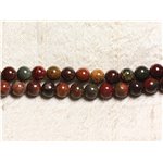 Fil 39cm 63pc env - Perles de Pierre - Jaspe Picasso Boules 6mm 