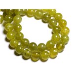 1 Fil 39cm Perles de Pierre - Jade Olive Boules 10mm 