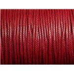 Bobine 90 mètres - Fil Cordon Coton Ciré 1.5mm Rouge Bordeaux 