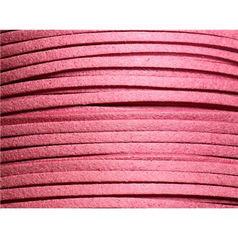 1 Bobine 90 mètres - Cordon Lanière Suédine 3x1.5mm Rose 