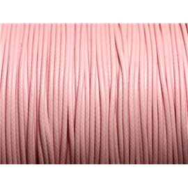 Bobine 90 mètres env - Fil Corde Cordon Coton Ciré 1mm Rose clair Pastel