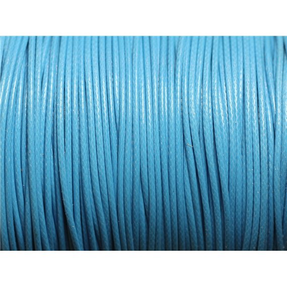 Bobine 90 mètres - Fil Cordon Coton Ciré 1mm Bleu Turquoise Azur 