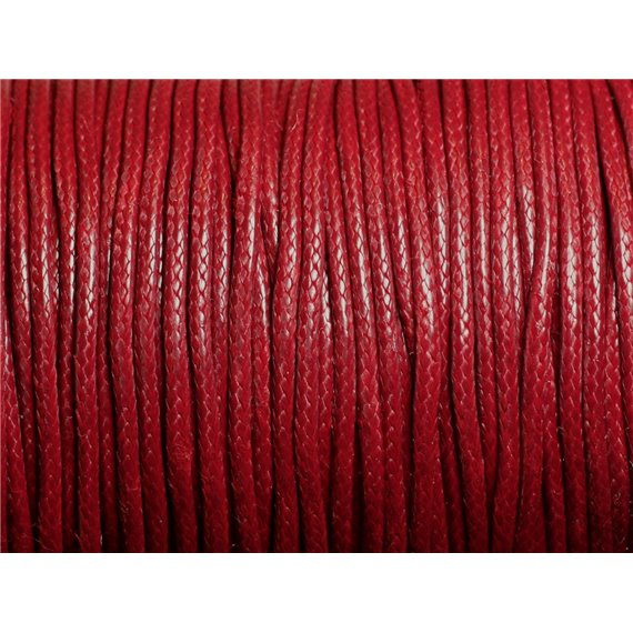 Bobine 90 mètres - Fil Cordon Coton Ciré 2mm Rouge Bordeaux 