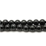 Fil 39cm 46pc env - Perles de Pierre - Agate Noire Boules 8mm 