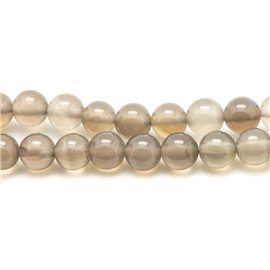 Thread 39cm 63pc approx - Stone Beads - Gray Agate Balls 6mm 