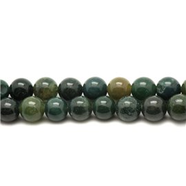 Thread 39cm 46pc approx - Stone Beads - Agate Moss Balls 8mm 