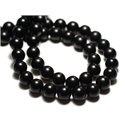 Fil 39cm 46pc env - Perles de Pierre - Onyx noir Mat givré Ciré Boules 8mm 