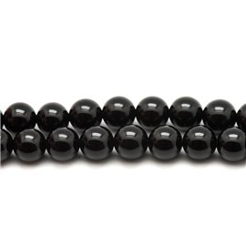 Hilo 39cm 46pc aprox - Cuentas de piedra - Bolas de ónix negro 8mm 