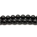 Fil 39cm 23pc environ - Perles Pierre - Onyx noir Boules 16mm