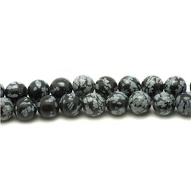 Thread 39cm 31pc approx - Stone Beads - Obsidian Flake Speckled Balls 12mm 