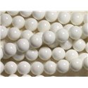 1 Fil 39cm Perles de Nacre blanche opaque Boules 6mm 