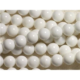 1 Draad 39 cm Ondoorzichtige witte parelmoer kralen 6 mm bolletjes 