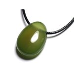 Collier Pendentif Pierre semi précieuse - Onyx vert Goutte 25mm 