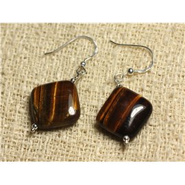 Earrings Silver 925 - Tiger Eye Diamonds 19mm 