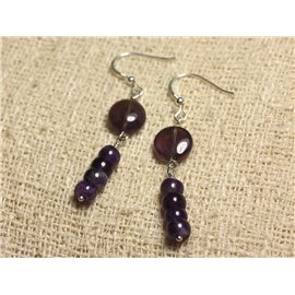 925 Silver Earrings - Amethyst Palets 10mm 