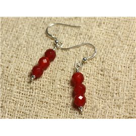 Earrings Silver 925 - Faceted Carnelian 6mm 