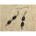 Boucles d'Oreilles Argent 925 - Oeil de Faucon Olives 7x5mm 