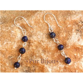 925 Silver and Stone Earrings - Lapis Lazuli 4mm