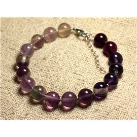 Bracciale Argento 925 e pietra semipreziosa - Viola Fluorite 10mm 