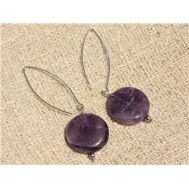 925 Silber Ohrringe - Amethyst Paletten 20mm 