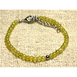 Armband Silber 925 und Halbedelstein Jade Olive 4mm