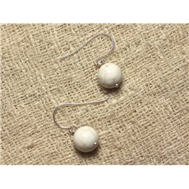 Earrings Silver 925 and Stone - Magnesite 10mm 