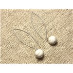 Boucles d'Oreilles Argent 925 et Pierre - Magnésite 10mm 