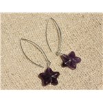 Boucles d'Oreilles Argent 925 - Améthyste Etoiles 17mm 