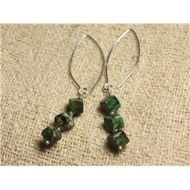 Earrings Silver 925 Hooks 40mm - African Turquoise Cubes 6x6mm 