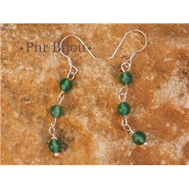 Green Onyx and 925 Silver Earrings