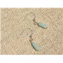 Boucles d'Oreilles Argent 925 - Amazonite Tubes 9mm 