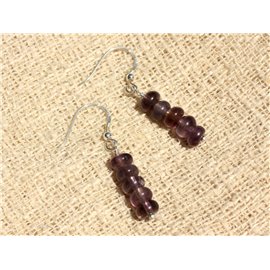 925 Silver Earrings - Amethyst Rondelles 6mm 