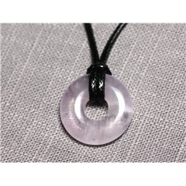 Stone Pendant Necklace - Amethyst Donut Pi 20mm 