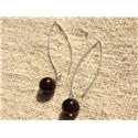 Boucles d'Oreilles Argent 925 - Grenat 10mm 