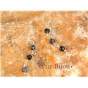 Boucles d'Oreilles Argent 925 et Obsidienne Flocon 4mm