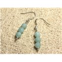 Boucles d'Oreilles Argent 925 - Amazonite Facettée 6mm 