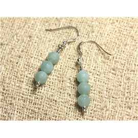 925 Silver Earrings - Faceted Amazonite 6mm 