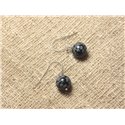 Boucles d'Oreilles Argent 925 et Pierre - Obsidienne Flocon 10mm 